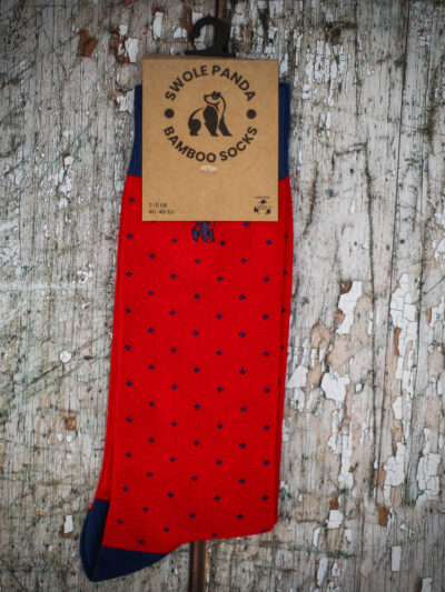 Swole Panda Bamboo Socks - Spotted Red