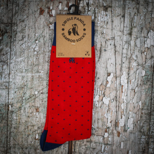 Swole Panda Bamboo Socks - Spotted Red