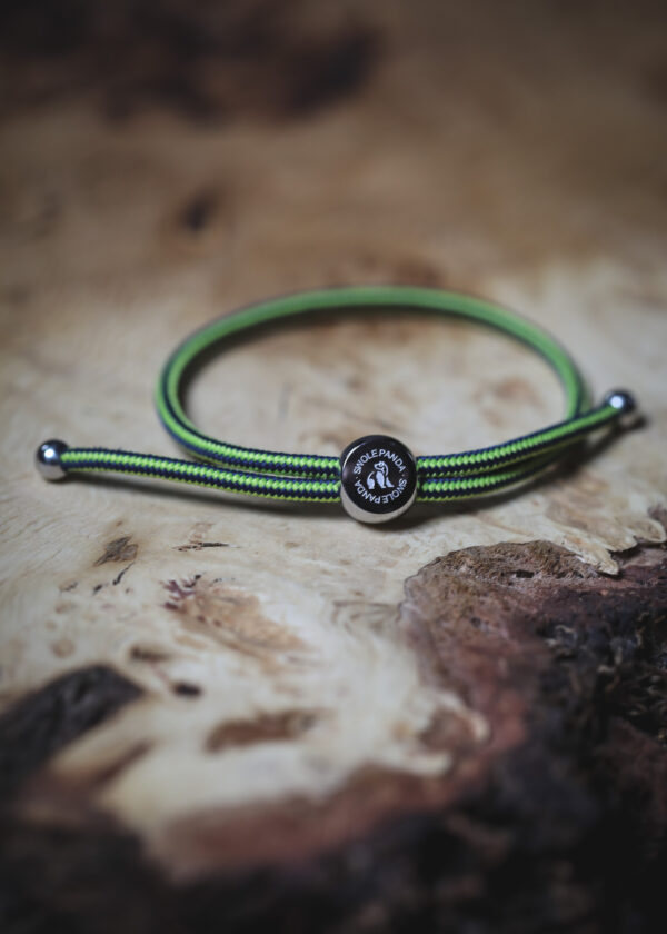Swole Panda Recycled Rope Bracelet - Lime Green Stripe