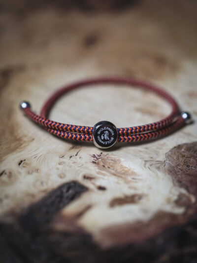 Swole Panda Recycled Rope Bracelet - Blue/Orange Zigzag