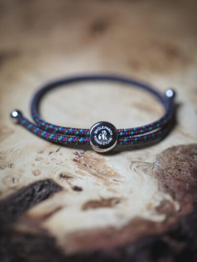 Swole Panda Recycled Rope Bracelet - Green/Blue Zigzag