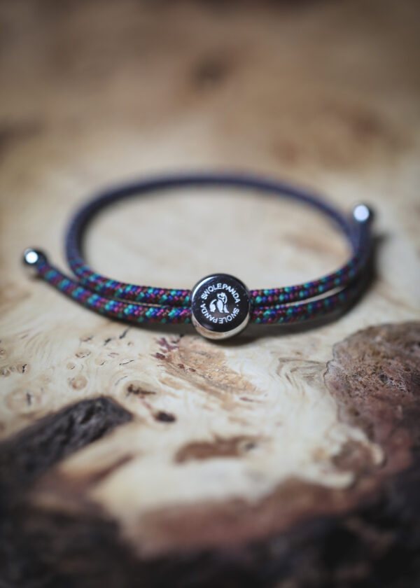 Swole Panda Recycled Rope Bracelet - Green/Blue Zigzag