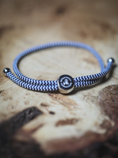 Swole Panda Recycled Rope Bracelet - Blue/White Zigzag