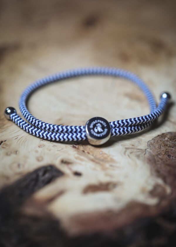 Swole Panda Recycled Rope Bracelet - Blue/White Zigzag