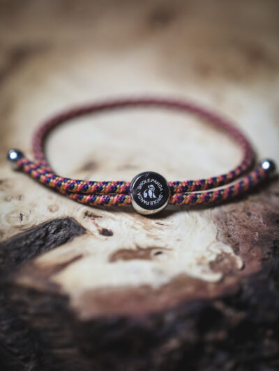 Swole Panda Recycled Rope Bracelet - Orange/Yellow zigzag