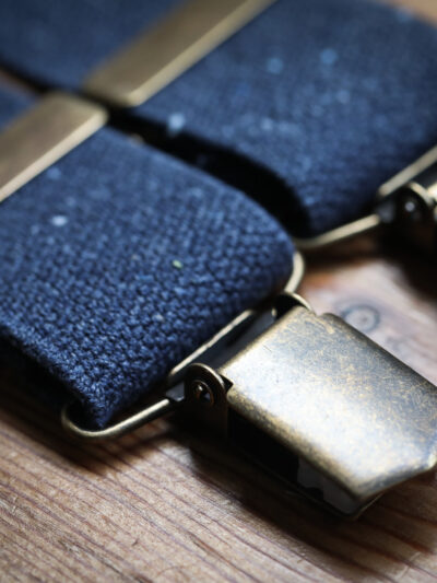 Antique Brass Clip Braces - Denim