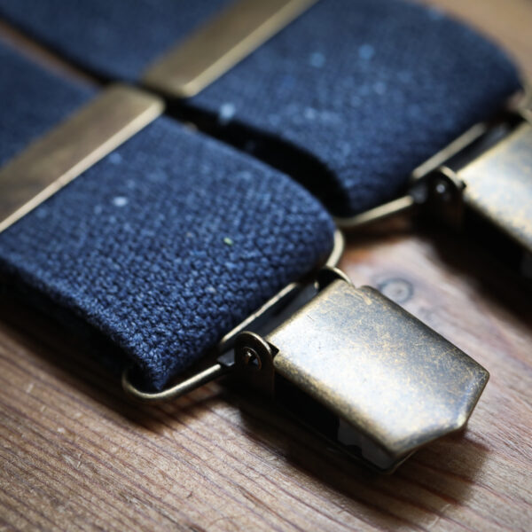 Antique Brass Clip Braces - Denim