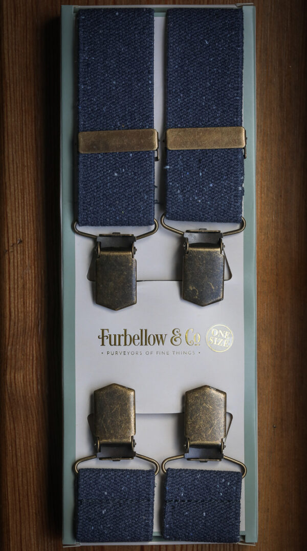 Antique Brass Clip Braces - Denim - Image 2