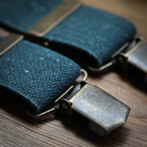 Antique Brass Clip Braces - Forest Green