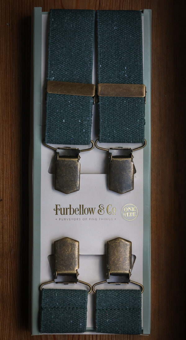 Antique Brass Clip Braces - Forest Green - Image 2