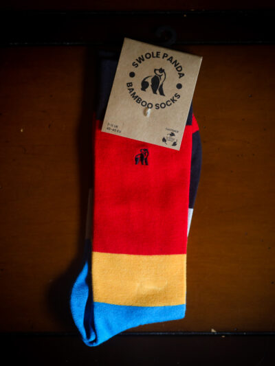 Swole Panda Bamboo Socks - Red Large Stripe