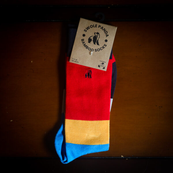 Swole Panda Bamboo Socks - Red Large Stripe