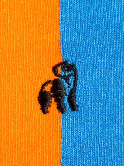 Swole Panda Bamboo Socks - Orange & Blue Vertical Stripe