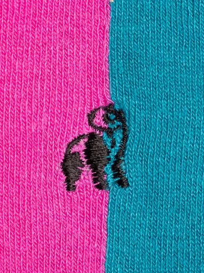 Swole Panda Bamboo Socks - Pink & Aqua Vertical Stripe