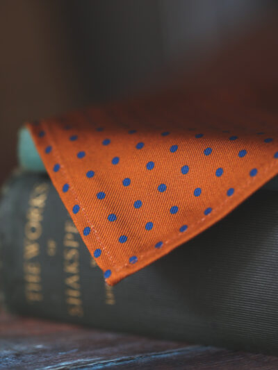 English Printed Silk Pocket Square - Bronze Dot