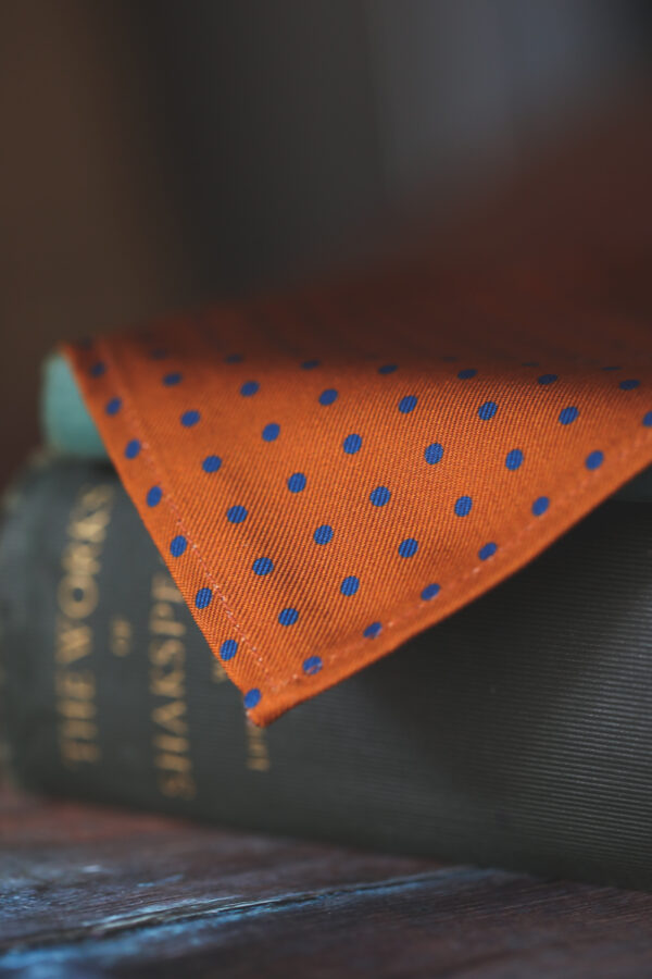 English Printed Silk Pocket Square - Bronze Dot