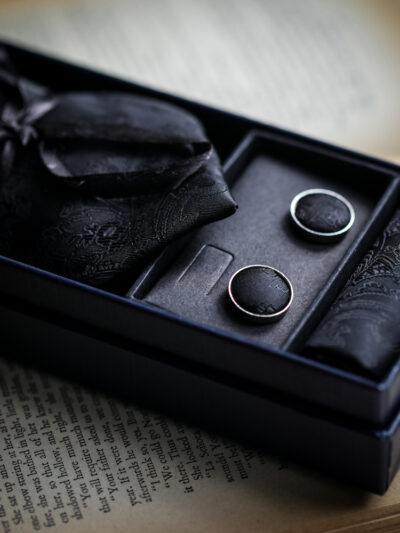 Marc Darcy - Black Paisley Tie & Pocket Square Set