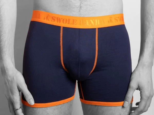 Swole Panda Bamboo Boxers - Navy/Orange Band - Image 2