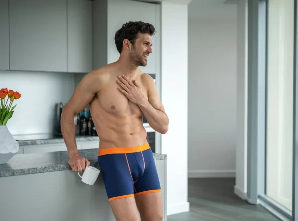 Swole Panda Bamboo Boxers - Navy/Orange Band
