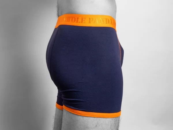 Swole Panda Bamboo Boxers - Navy/Orange Band - Image 4