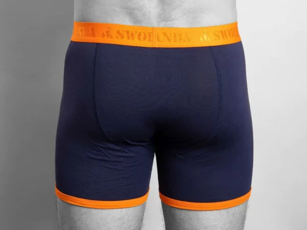 Swole Panda Bamboo Boxers - Navy/Orange Band - Image 3
