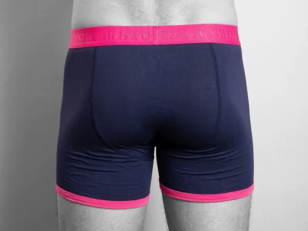 Swole Panda Bamboo Boxers - Navy/Pink Band - Image 2