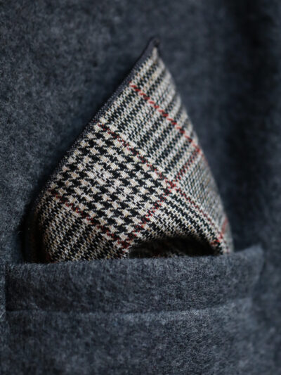Tresanti Wool Blend Pocket Square - Grey Check