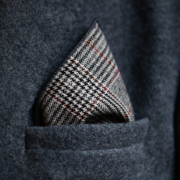 Tresanti Wool Blend Pocket Square - Grey Check
