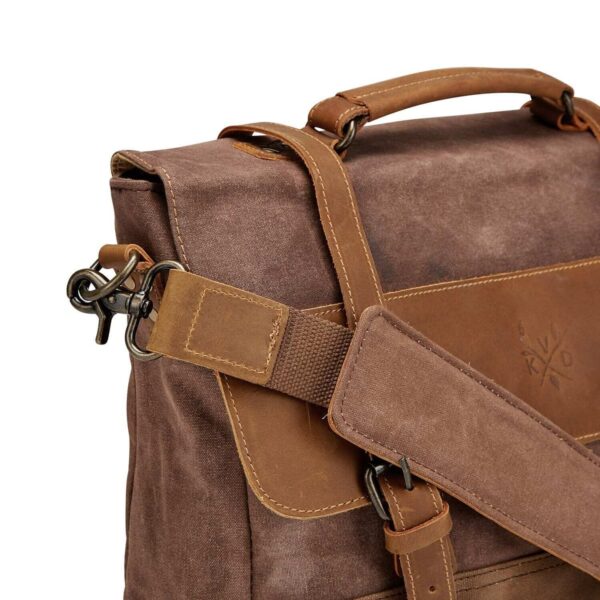 Kovered - Medway Waxed Canvas Messenger Bag - Brown - Image 4