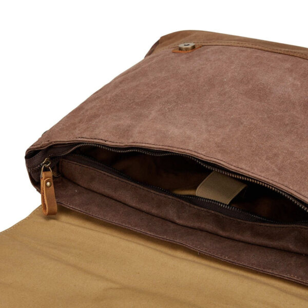 Kovered - Medway Waxed Canvas Messenger Bag - Brown - Image 5