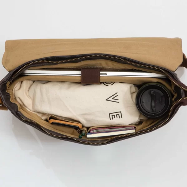 Kovered - Medway Waxed Canvas Messenger Bag - Navy - Image 2