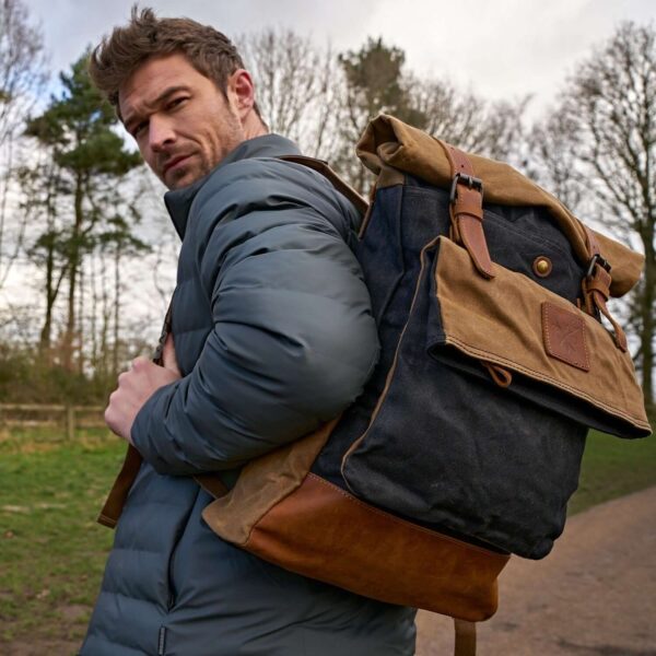 Kovered - Taw Canvas Rolltop Backpack - Black - Image 8