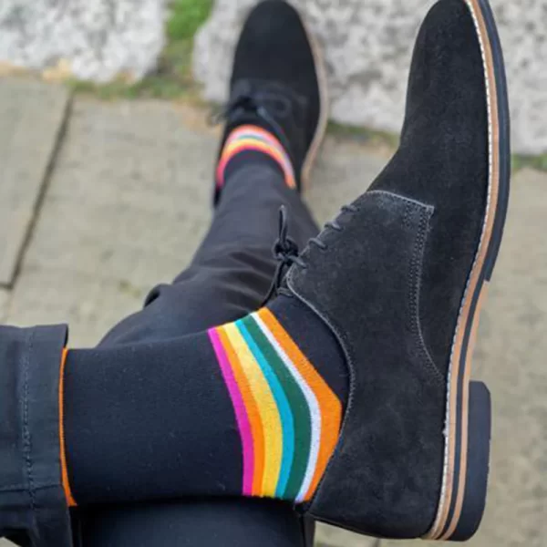 Swole Panda Bamboo Socks - Black Bold Striped - Image 3