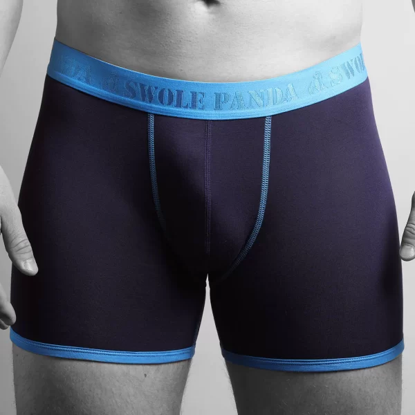 Swole Panda Bamboo Boxers - Navy/Blue Band