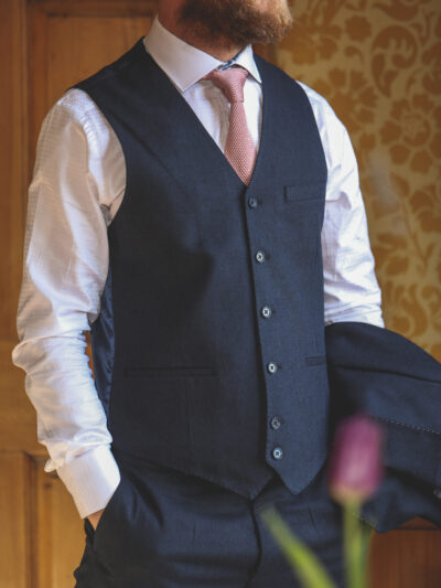 Guide London - Navy Linen Blend Waistcoat
