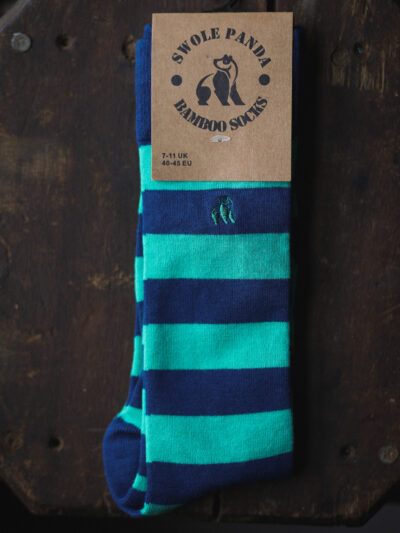 Swole Panda Bamboo Socks - Lime Green Striped