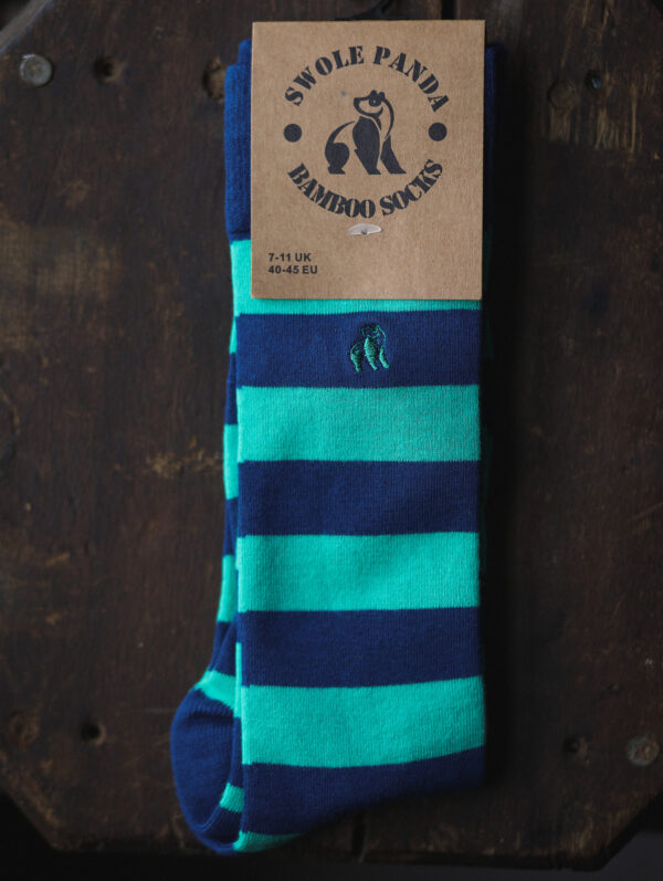Swole Panda Bamboo Socks - Lime Green Striped