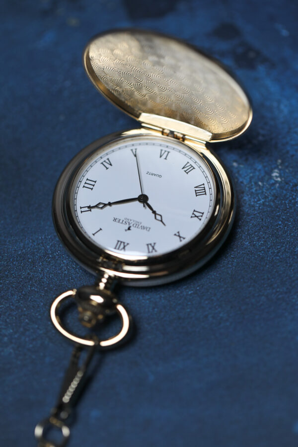 David Aster - Gold Brushed Quartz Full Hunter Pocket Watch - Image 2