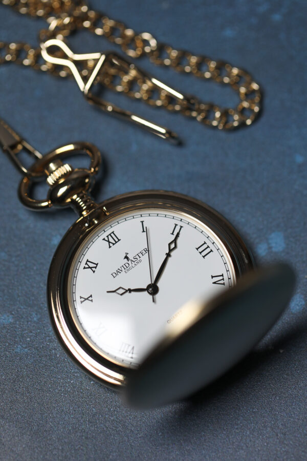 David Aster - Gold Brushed Quartz Full Hunter Pocket Watch