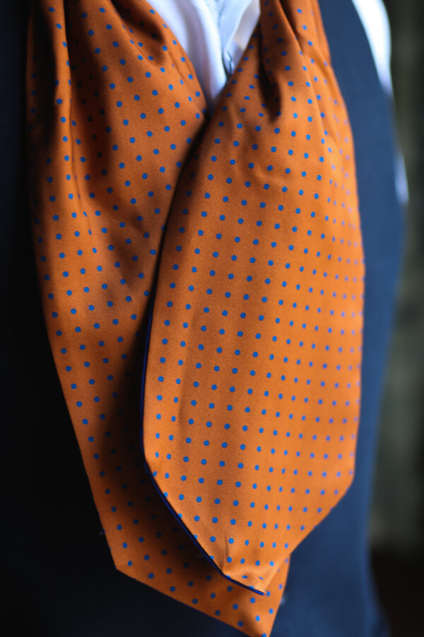 Traditional Silk Cravat - Navy/White Dot - Image 2