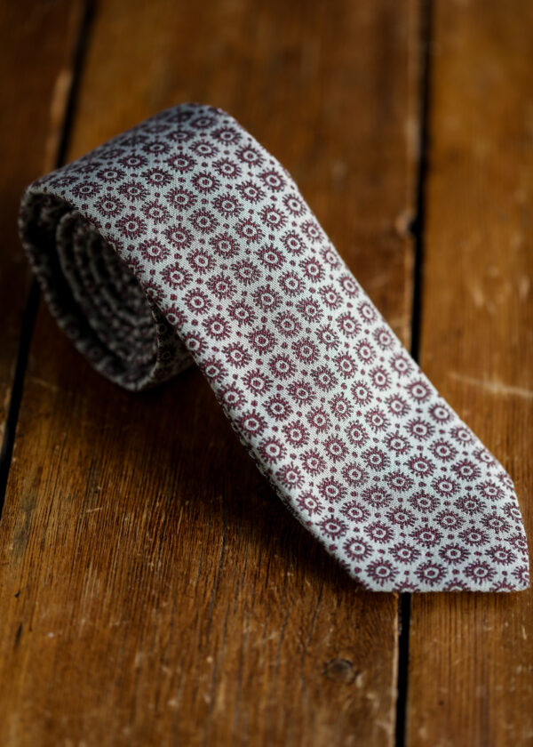 Yorkshire Made Tie - Maroon on Pale Green