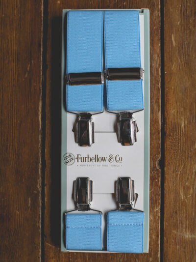 Feathered Clip Braces -35mm Sky Blue