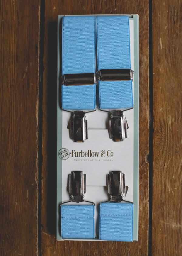 Feathered Clip Braces -35mm Sky Blue