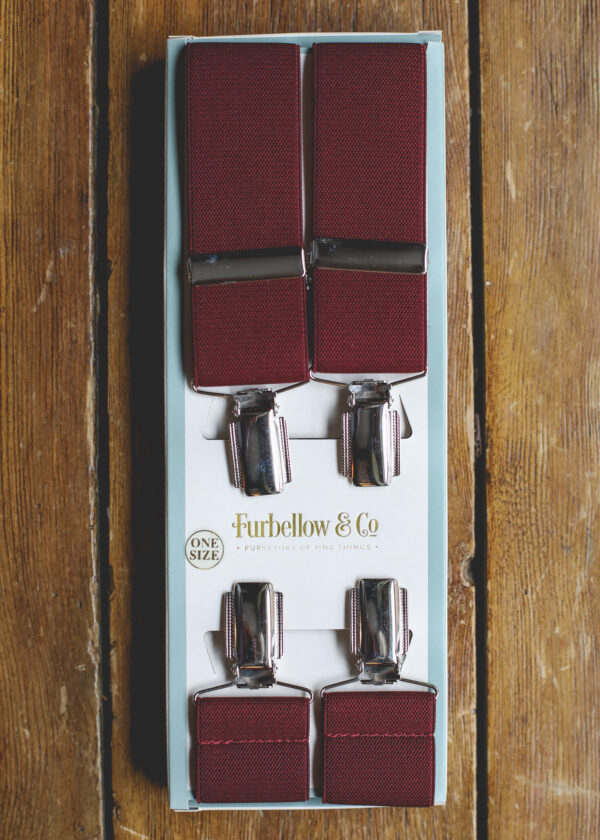 Feathered Clip Braces -35mm Maroon