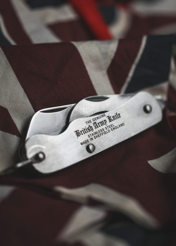 A genuine stainless steel British Army Knife Made in Sheffield, UK
