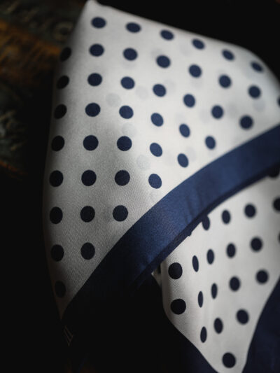 Tresanti Silk Pocket Square - Navy Polka