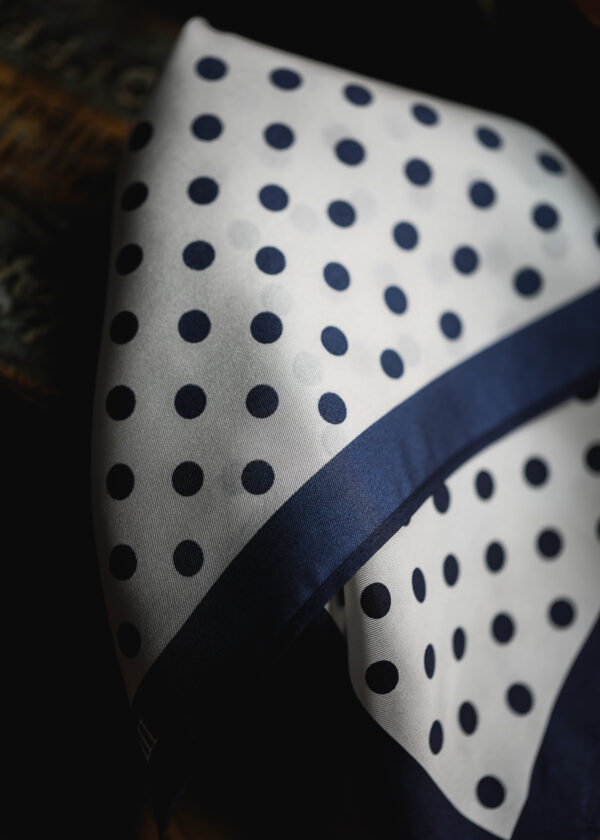 Tresanti Silk Pocket Square - Navy Polka