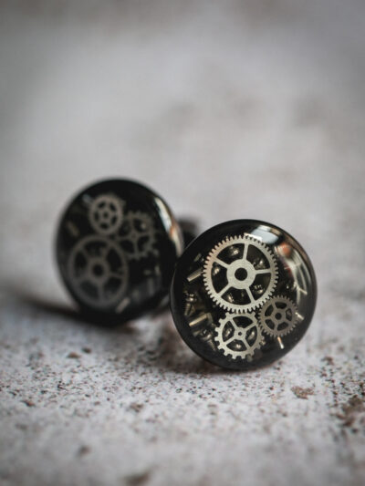Unique & Co Cufflinks - Black/Black Carbon Fibre Cogs