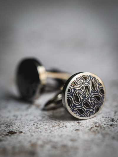 Unique & Co - Paisley Enamel Cufflinks Blue/Black