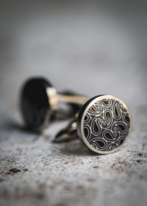 Unique & Co - Paisley Enamel Cufflinks Blue/Black